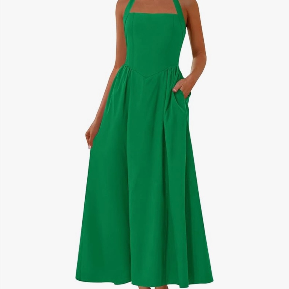 Elegant Green Halter Maxi Dress
